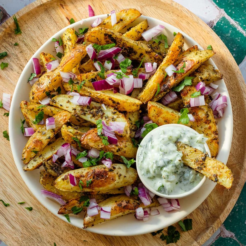 Baked Veggie Fries with Tzatziki Dip
