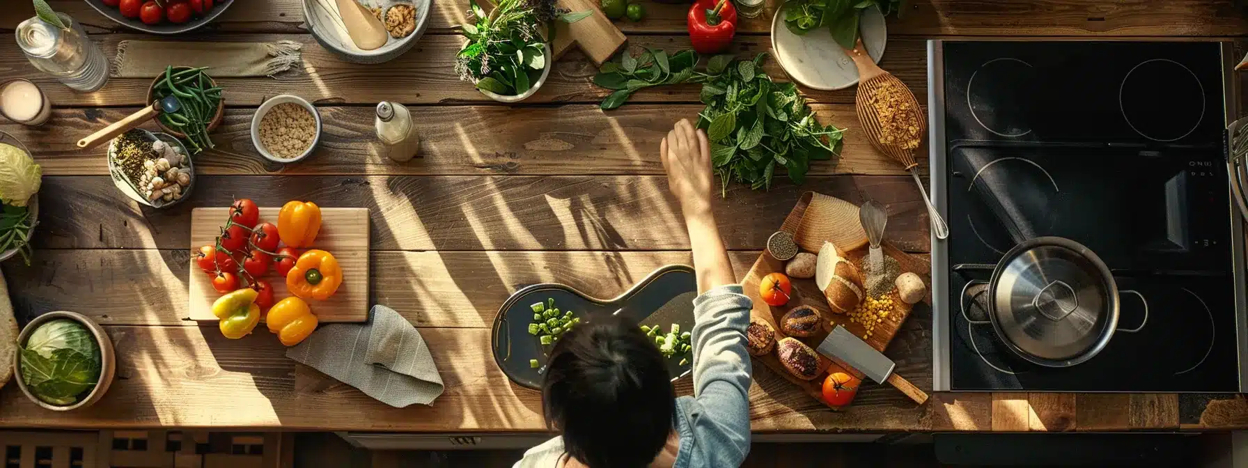 a person comparing prices and values of different meal prep services, inspecting fresh ingredients and subscription options at a local kitchen table.